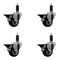 Service Caster 3'' Maroon Poly Swivel 1-1/8'' Expanding Stem Caster Set with Brake, 4PK SCC-EX20S314-PPUB-MRN-PLB-118-4 - alternate 1